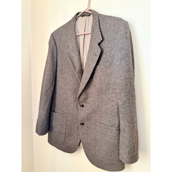 Nino Cerruti Wool Blazer Mens 44R Brown Herringbone 2 Button Sport Coat USA - Picture 2 of 6